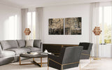 Abstract schilderij – warm statement voor de eetkamer-Marella Hesseling-woonkamer-Abstract schilderij op maat voor moderne eethoek | Warmte & diepte-OBLY
