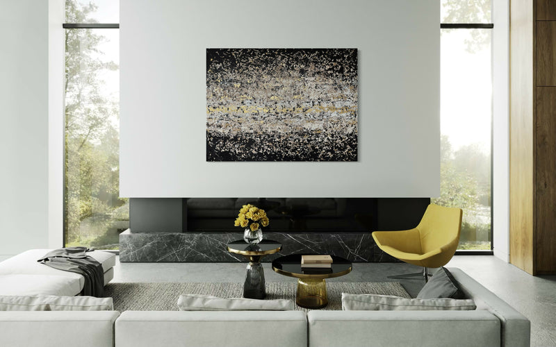 Abstract schilderij – warm statement voor de eetkamer-Marella Hesseling-woonkamer-Abstract schilderij op maat voor moderne eethoek | Warmte & diepte-OBLY