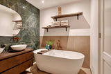 Badkamer met groene marmerlook tegels-Jan van Sundert-Badkamer-OBLY