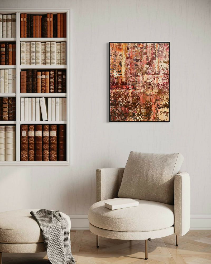 De Mirage-schilderijen: blikvangers in een rustig interieur-Marella Hesseling-woonkamer-Gelaagde abstracte schilderijen met diepte & sfeer | Unieke kunst op m-OBLY
