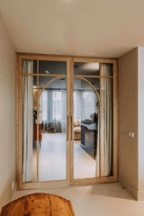 Indu Doors dubbele eiken deur met glas organische vorm-INDU DOORS-dubbele deur,eikenhout,glazen deur,luxe afwerking-Dubbele eiken deur met glas organische vorm-OBLY