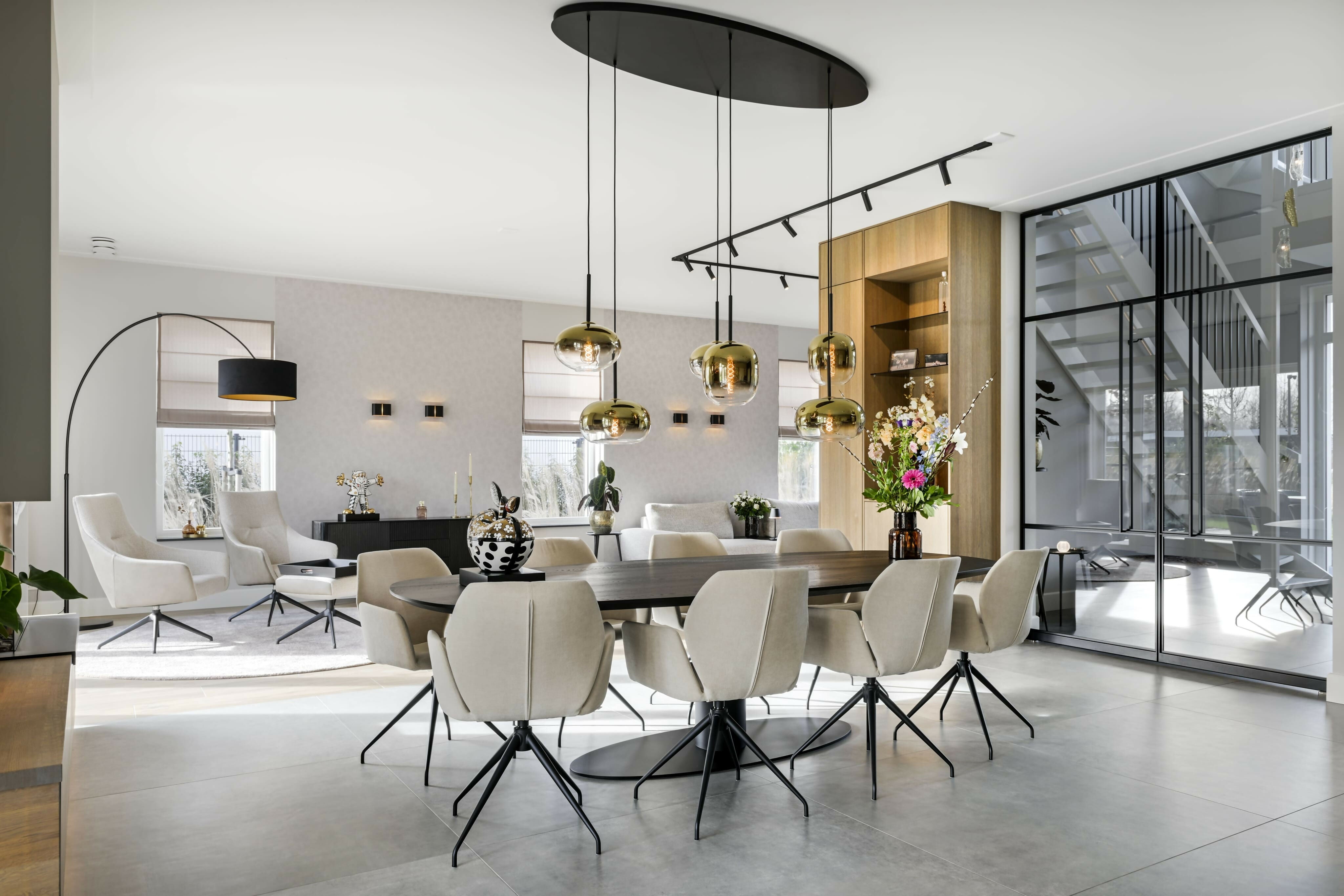 Interieurontwerp nieuwbouw villa-CM Interieurarchitecten-High-end woning inrichting,Minimalistisch luxe interieur,Nieuwbouw interieur design,Open leefruimte villa,woonkamer-Nieuwbouw villa met slimme indeling en eigentijdse stijl-OBLY