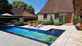 Landelijke Tuin met Verouderde Travertin Apulia Ivory-Van den Heuvel & Van Duuren-landelijke tuin,luxe tuin ontwerp,Tuin,tuin met zwembad,tuin met zwembad en terras,zwembad met natuursteen-OBLY