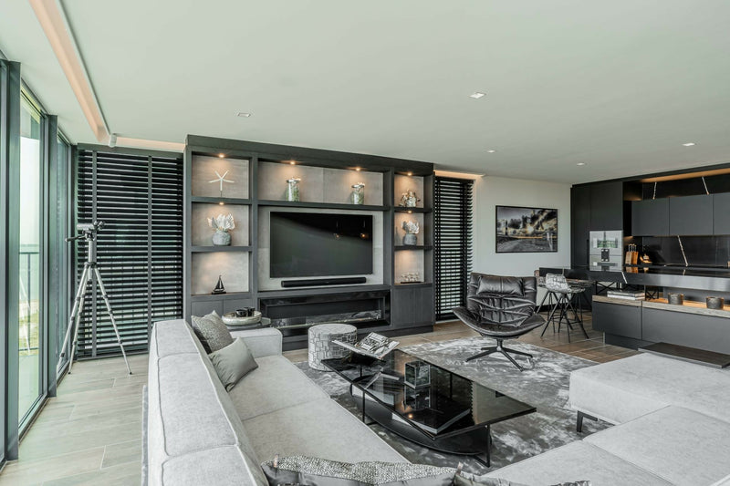 Luxe Interieur met Uitzicht op Zee-OBLY-Keuken,Villa,Woonkamer-OBLY