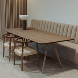 Moderne Houten Eettafel met Bank | Minimalistisch Design-Lijn M-design eetkamer meubels,eettafel,houten eettafel met bank,massief houten tafel,minimalistisch design,moderne eettafel-OBLY