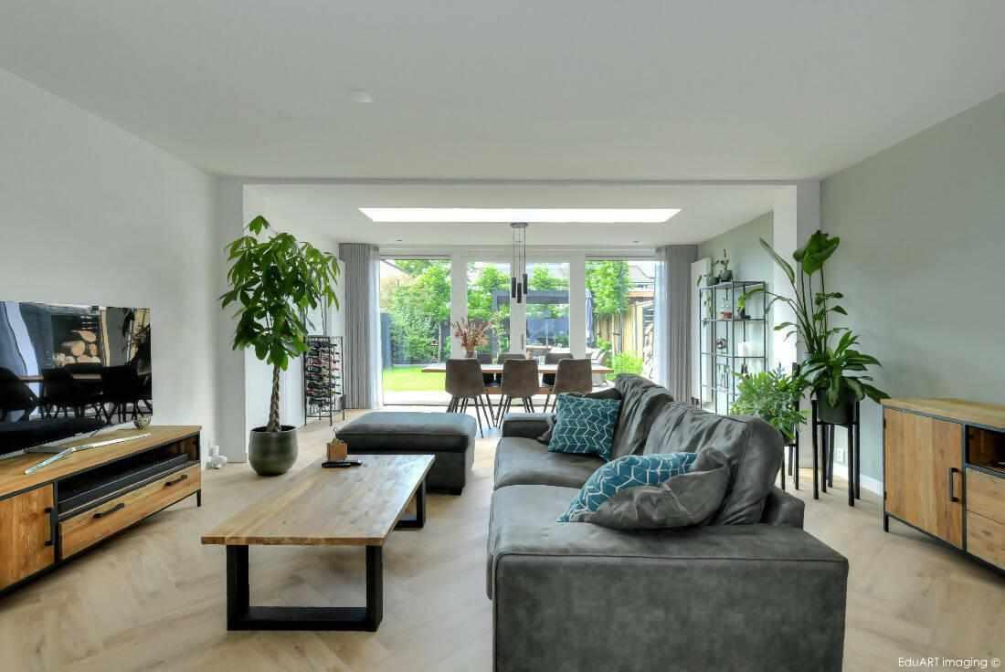 Moderne aanbouw met stucwerk en hout-lab-R architectenbureau-Aanbouw,aanbouw tuinzijde,moderne aanbouw,uitbouw woning,woning aanbouw,woning uitbreiding-Moderne aanbouw met stucwerk en hout-OBLY