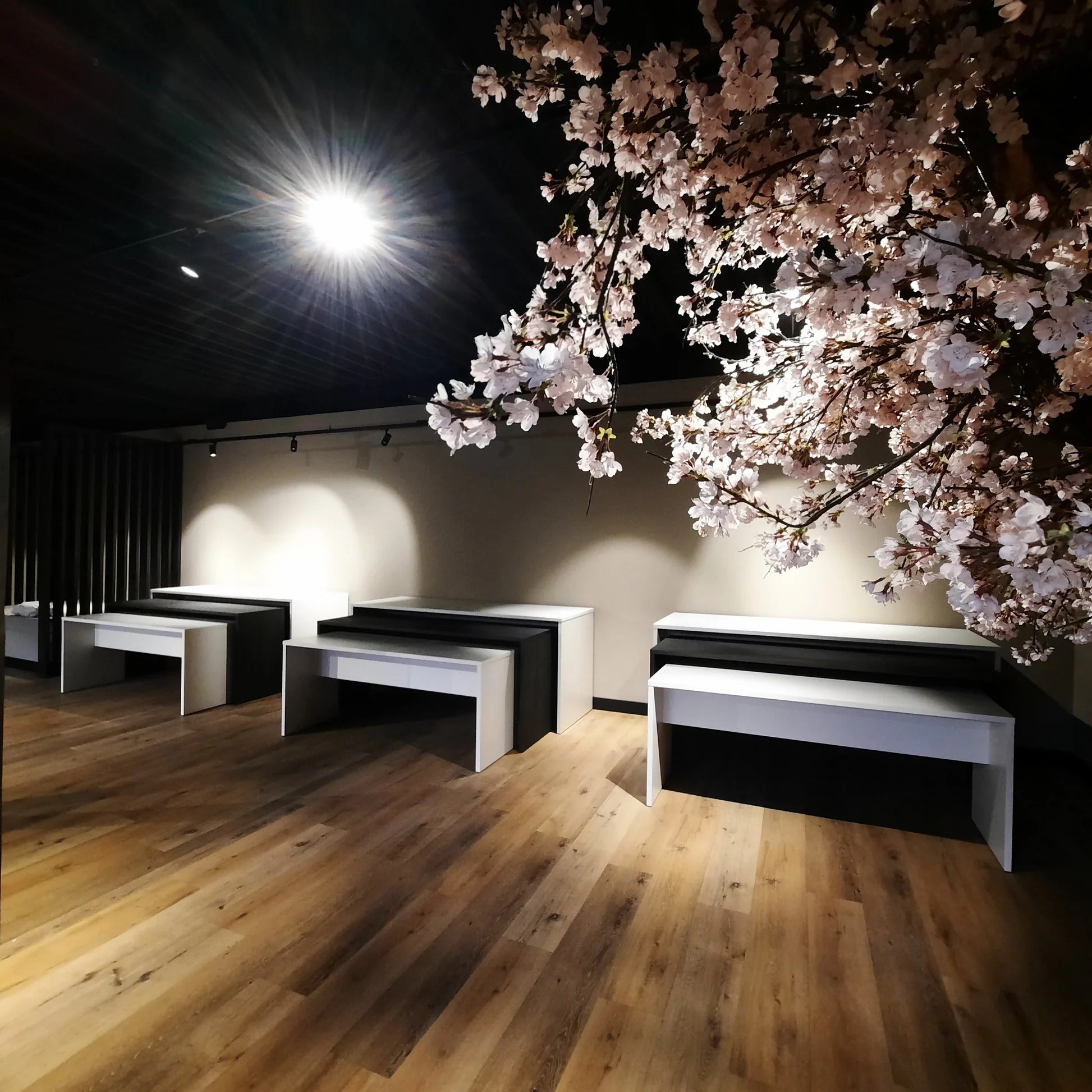 Moderne showroominrichting met presentatieblokken-Perfekt Interieur-display meubels,moderne showroom,presentatie tafels,presentatieblokken,retail interieur,showroom inrichting,showroom meubels,winkel inrichting-Showroominrichting met displayblokken-OBLY