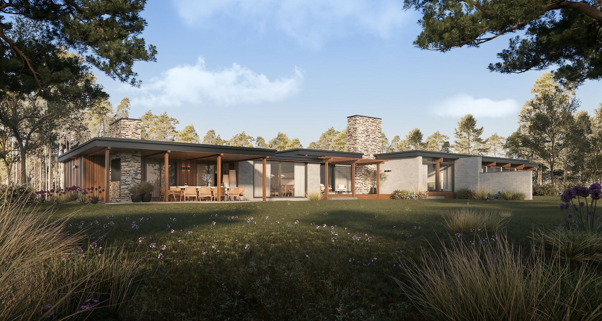 Modernistische bungalow-Toine Pennings-Eetkamer,Entree,Keuken,Patio,Slaapkamer,Terras,Tuin,Werkkamer,Wijnkamer,Woonkamer-OBLY