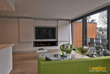 Mooi verlicht open haard-Hooijer-design haard,gashaard woonkamer,haard,haard wandmeubel,ingebouwde haard,moderne gashaard,woonkamer-Mooi verlicht open haard-OBLY