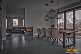 Open haard in donkere woonkamer-Hooijer-design haard woonkamer,gashaard interieur,haard,moderne haard,open haard woonkamer,roomdivider haard,woonkamer-Open haard in donkere woonkamer-OBLY
