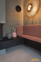Open haard in kleurrijke woonkamer-Hooijer-design haard woonkamer,driezijdige haard,gashaard interieur,haard,haard met tv meubel,moderne haard,woonkamer-Open haard in kleurrijke woonkamer-OBLY