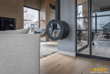 Prachtige hangende design kachel-Hooijer-design haard,haard,haard interieur,haard woonkamer,moderne haard,vrijstaande haard,woonkamer-Prachtige circulaire houtkachel-OBLY