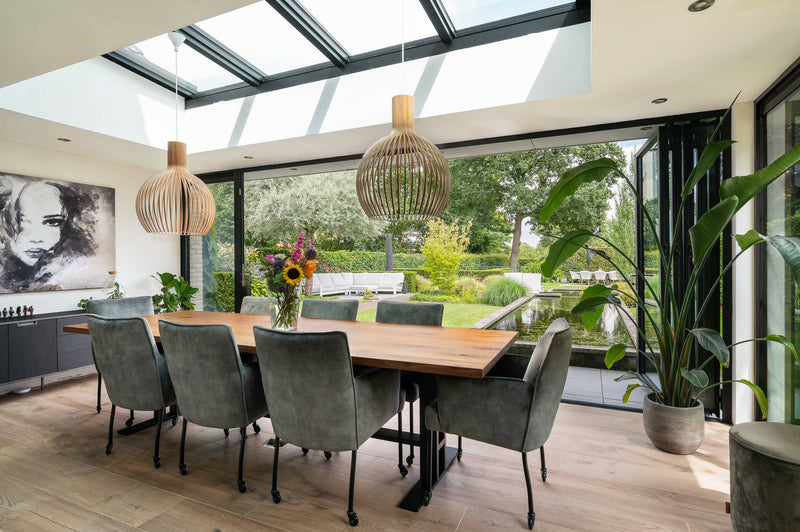 Ruime serreaanbouw met brede vouwwand-Busscher Serrebouw-Aanbouw,Uitbouw-Ruime serreaanbouw met brede vouwwand-OBLY