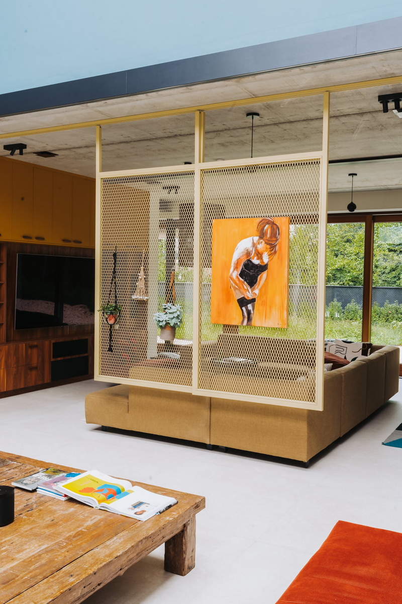 Stalen Roomdivider-Stalen Roomdivider-Keuken,Roomdivider-Stalen Roomdividers met Ruitvormig Mesh-Design-OBLY
