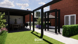 Sfeervolle tuin met royale overkapping