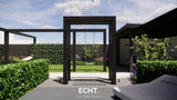 Sfeervolle tuin met royale overkapping