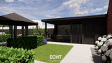 Sfeervolle tuin met royale overkapping