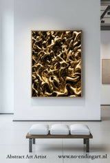 Velvet Grey’, ‘Golden Sun’ & het ‘3 Luik 3D Abstract Clay Art-No-Ending Art by Indira Noëlle-Velvet Grey-OBLY