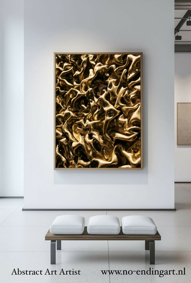 Velvet Grey’, ‘Golden Sun’ & het ‘3 Luik 3D Abstract Clay Art-No-Ending Art by Indira Noëlle-Velvet Grey-OBLY