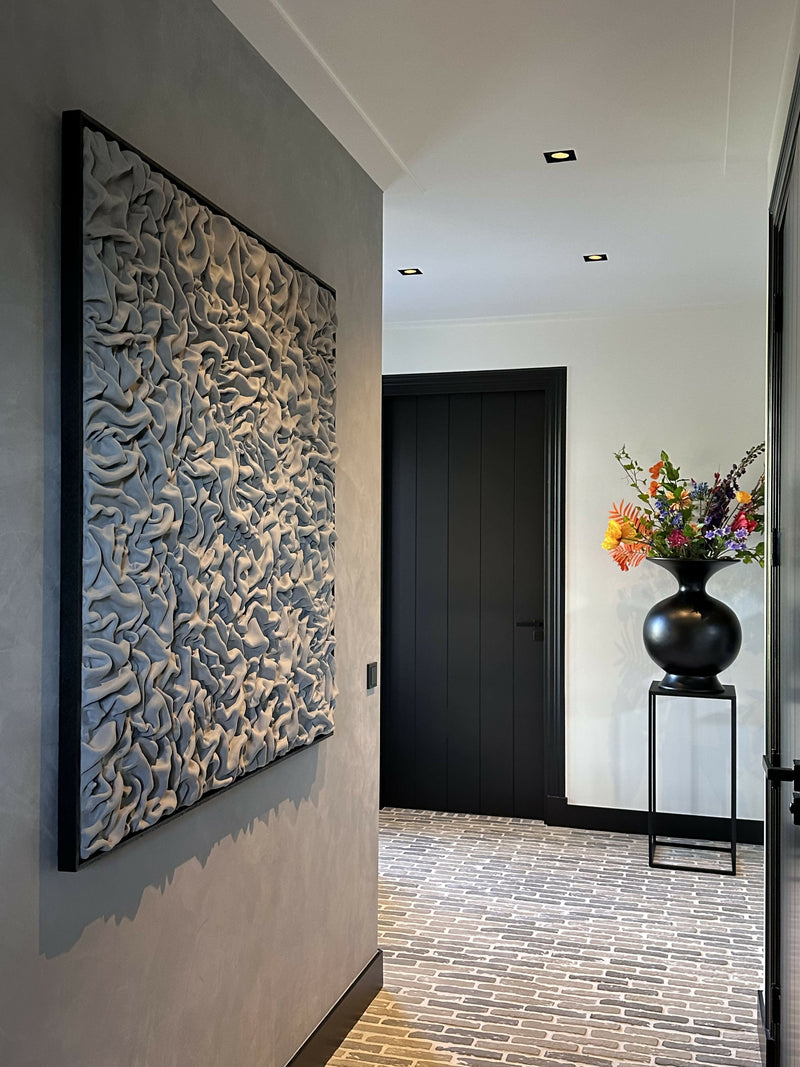 Velvet Grey’, ‘Golden Sun’ & het ‘3 Luik 3D Abstract Clay Art-No-Ending Art by Indira Noëlle-Velvet Grey-OBLY