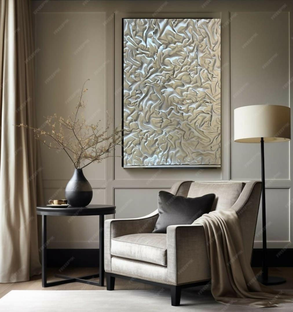 Velvet Grey’, ‘Golden Sun’ & het ‘3 Luik 3D Abstract Clay Art-No-Ending Art by Indira Noëlle-Velvet Grey-OBLY