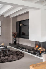 Verbouwing boerderij Etten-Leur-Studio Thirty Two-Woonkamer-Luxe maatwerk keuken en woonkamer met marmer-OBLY