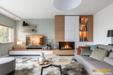 open haard in mooie woonkamer-Hooijer-design haard woonkamer,gashaard interieur,haard,haard met tv meubel,hoekhaard,moderne haard,woonkamer-Open haard in mooie woonkamer-OBLY