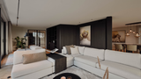Modern interieur met zwembad en thuisbar
