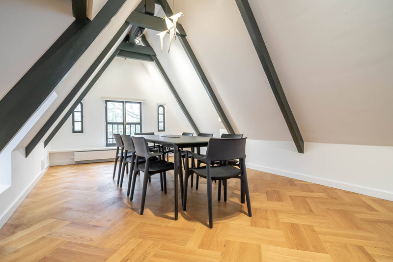 3 dubbele eiken visgraat naturel-Vloerenhuis Amsterdam-Eetkamer-3 dubbele Eiken visgraatvloer in naturel eiken-OBLY