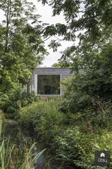 Atelier-kantoor in Haarzuilens met houten gevel en veranda-Robert van Putten Architect-alle,atelier,bijgebouw,Exterieur vrijstaand,houten gevel,kantoor aan huis,landschappelijke inpassing,uitzicht op groen-Atelier-kantoor Haarzuilens met houten gevel | Architect-OBLY