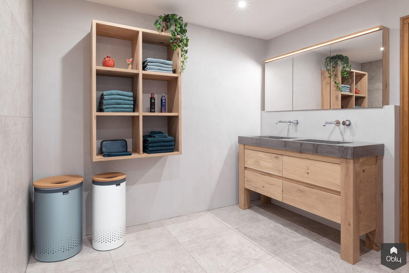 Badkamer met eikenhout en beton-Solidus Meubelen-alle,Badkamer-OBLY