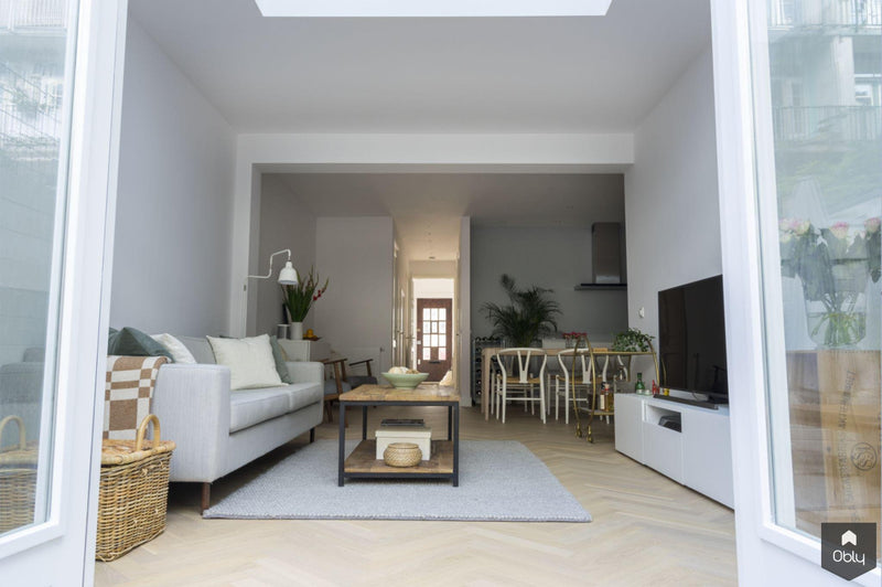 Bauwerk Eiken Monopark visgraat met spint-Vloerenhuis Amsterdam-alle,Woonkamer-OBLY