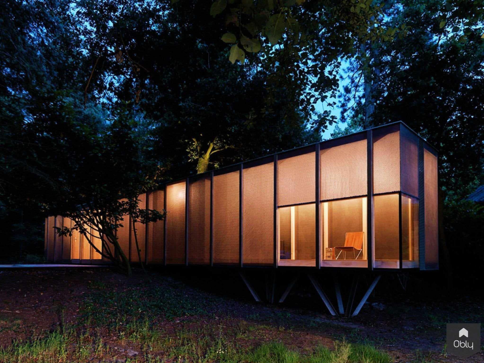 Bospaviljoen, Rijsbergen-Van den Heuvel Architectuur-alle,Exterieur,interieur met glaswand,modern paviljoen ontwerp,moderne glazen pui,woning met grote ramen,woning met uitzicht op natuur-OBLY