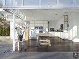 Donkere eiken parketvloer in leefkeuken-NOBEL Flooring-Aanbouw,alle-OBLY