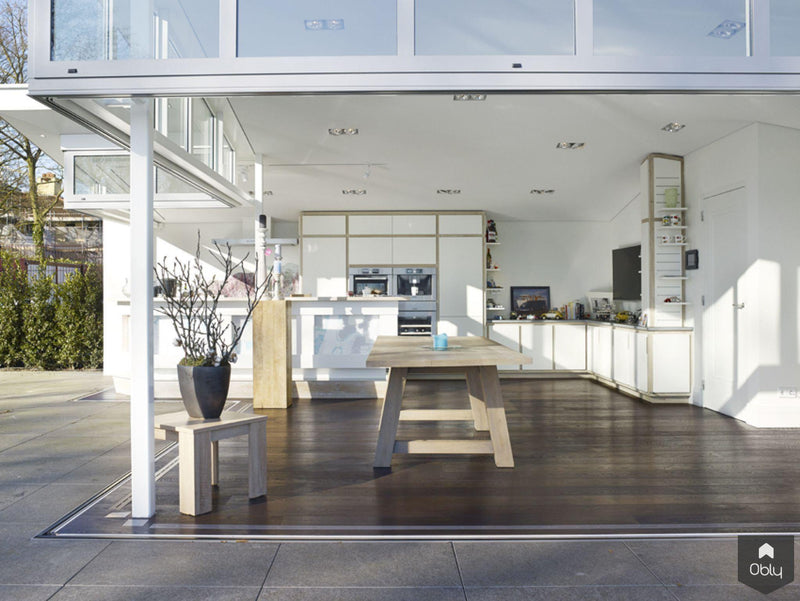 Donkere eiken parketvloer in leefkeuken-NOBEL Flooring-Aanbouw,alle-OBLY