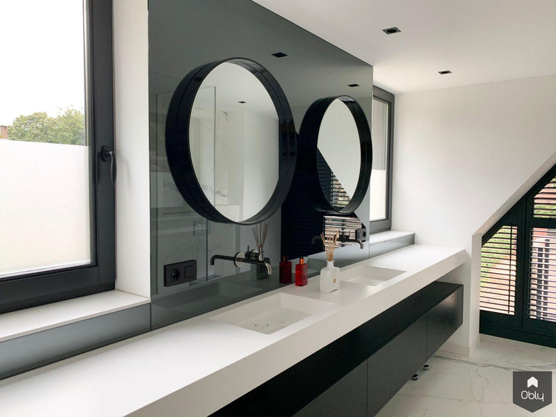 Dubbele wastafel met zwart eiken meubel-TIZ Design-alle,Badkamer-OBLY