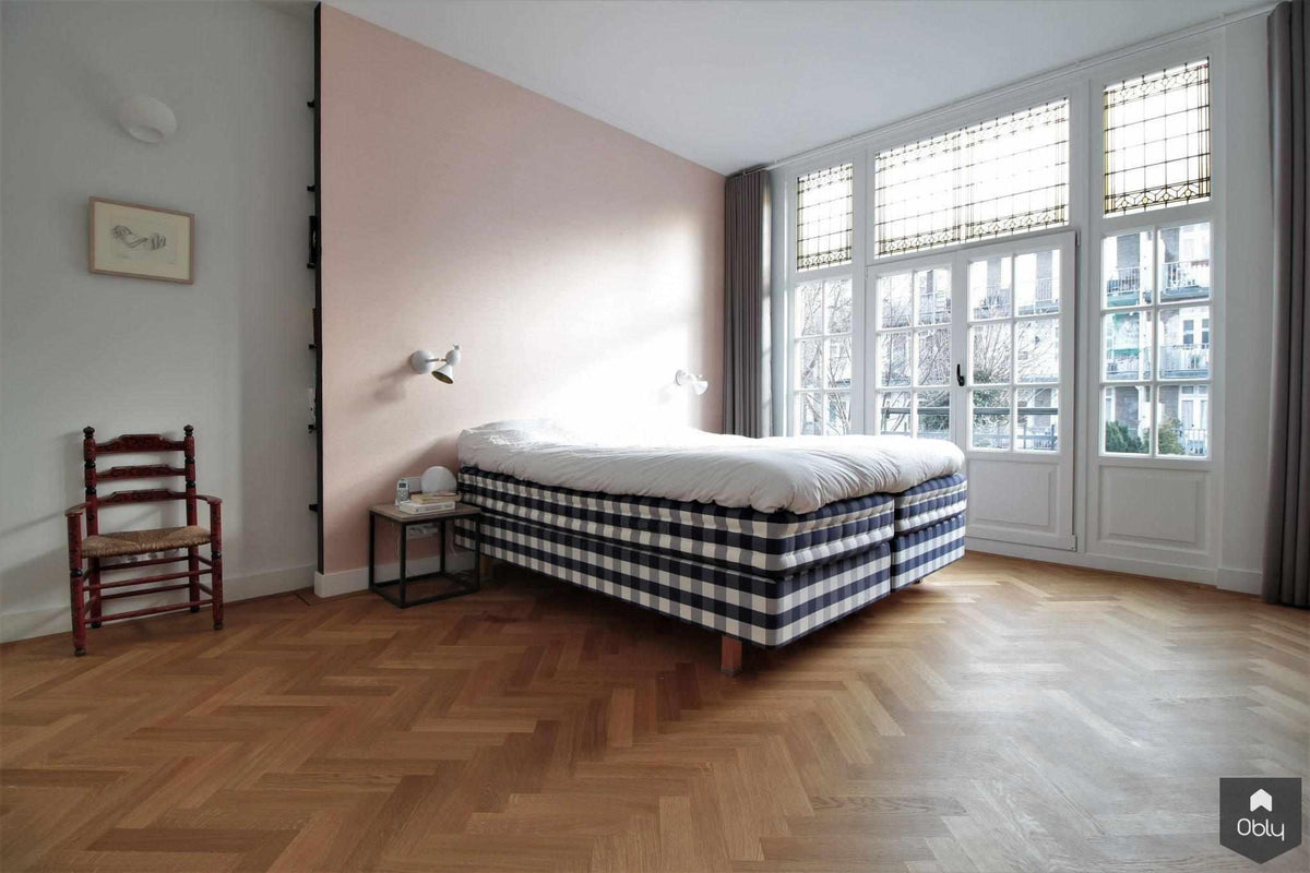 Eiken Tapis visgraat parketvloer-Vloerenhuis Amsterdam-alle,jaren 30 woning,Slaapkamer-OBLY