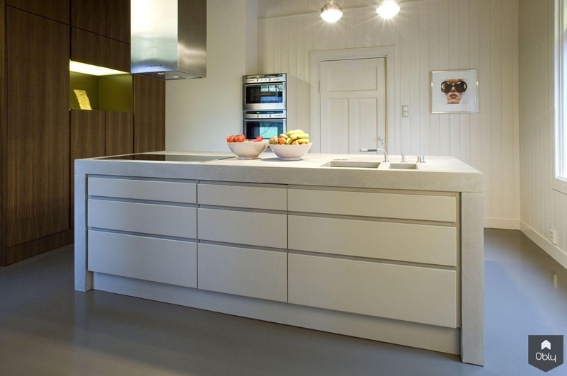 Frank! Designkeuken met teakhout en massief betonnen blad-Frank! Maatwerk Keukens-alle,Keuken-OBLY