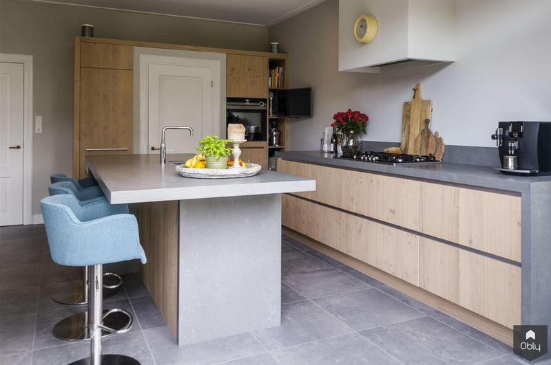 Frank! Eiken keuken met composiet betonlook werkblad-Frank! Maatwerk Keukens-alle,Keuken-OBLY