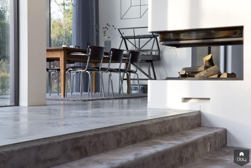 Gevlinderde betonvloer in moderne villa-Willem Designvloeren B.V.-alle,Keuken-OBLY