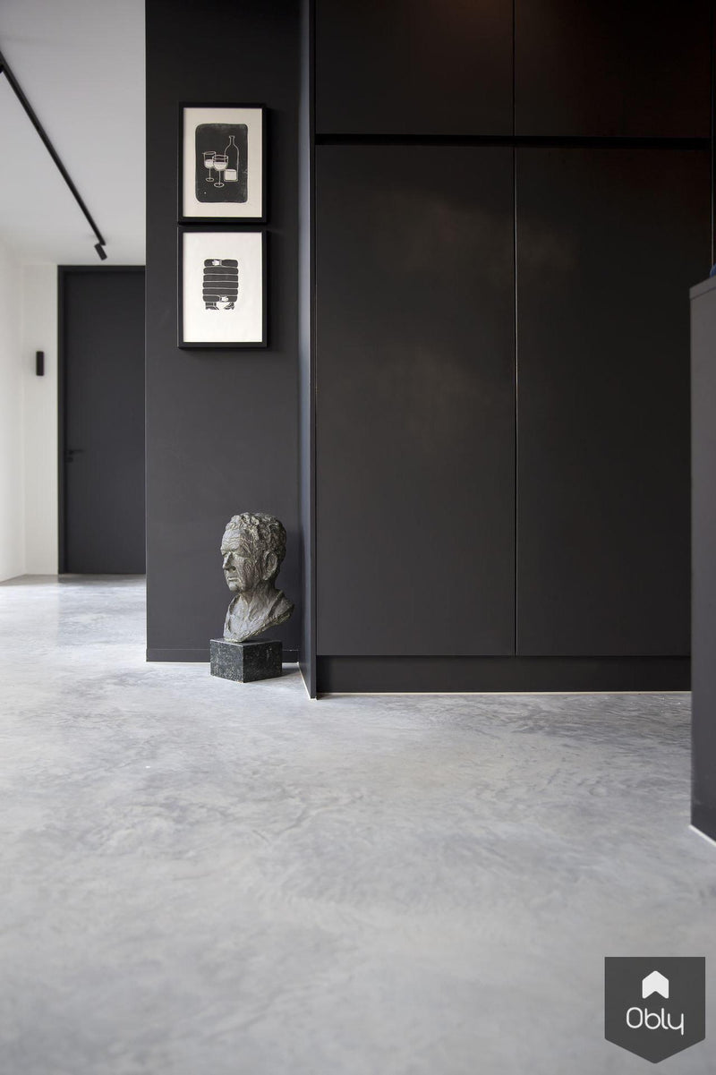 Gevlinderde betonvloer in moderne villa-Willem Designvloeren B.V.-alle,Keuken-OBLY