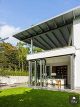 Glazen vouwwand Highline voor maximale verbinding met buiten-Solarlux Nederland BV-Aanbouw,aluminium vouwwanden,binnen buiten wonen,glazen pui,glazen vouwwanden,moderne woning,open gevel systeem,vouwwand systeem,vouwwanden,vouwwanden terras,vouwwanden woning-Glazen vouwwand Highline | Solarlux-OBLY