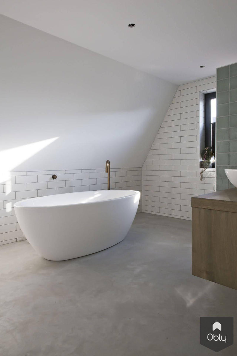 Grijze woonbetonvloer in nieuwbouwwoning-Willem Designvloeren B.V.-alle,Keuken,Woonkamer-Grijze woonbetonvloer in nieuwbouwwoning | OBLY.com-OBLY