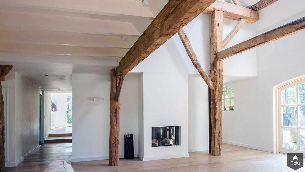 Herindeling woonboerderij met woonkeuken-Van Os Architecten-alle,houten balken,karakteristiek interieur,Keuken,open woonkeuken,Woonkamer-OBLY