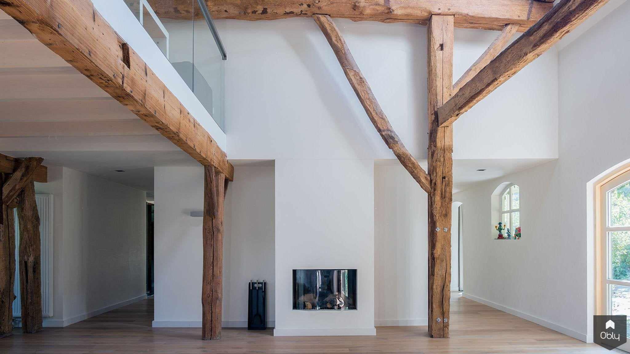 Herindeling woonboerderij met woonkeuken-Van Os Architecten-alle,houten balken,karakteristiek interieur,Keuken,open woonkeuken,Woonkamer-OBLY