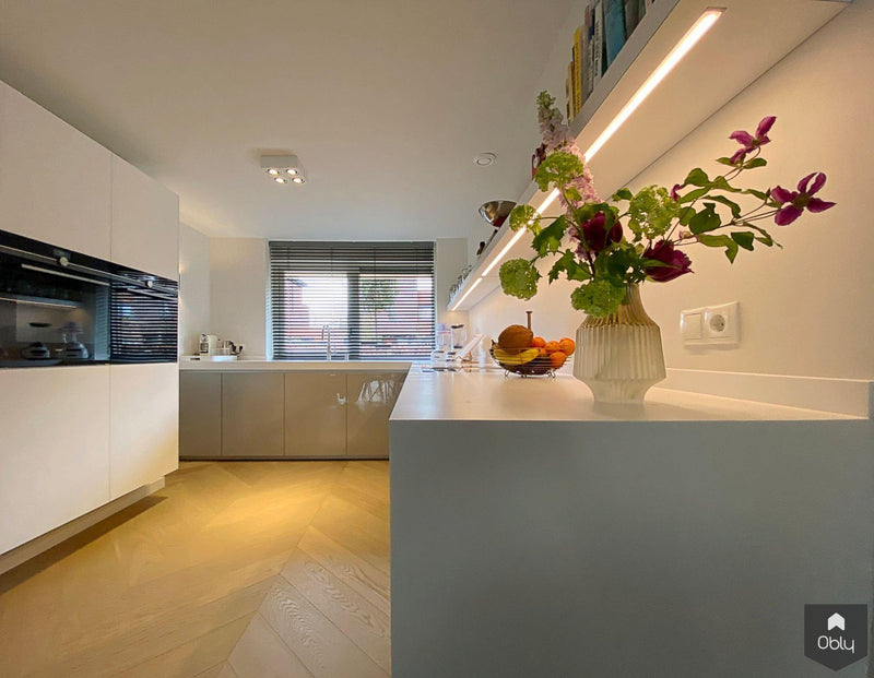 Hoogglans grijze keuken met Corian werkblad-Keukenarchitectuur Midden Brabant-alle,Keuken-OBLY
