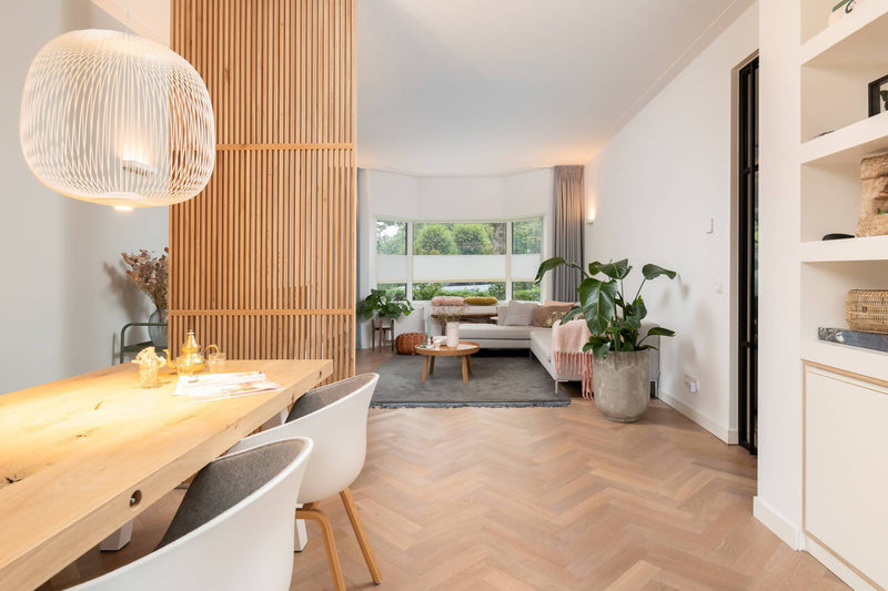 Houten roomdivider in karakteristieke woning-Houten roomdivider-alle,Keuken,Woonkamer-Houten roomdivider in karakteristieke woning -OBLY