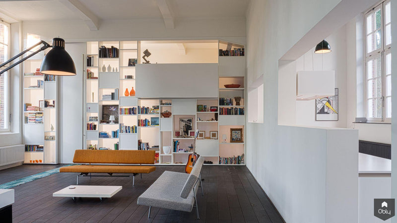 Interieur woning in school-Van Os Architecten-alle,Woonkamer-OBLY