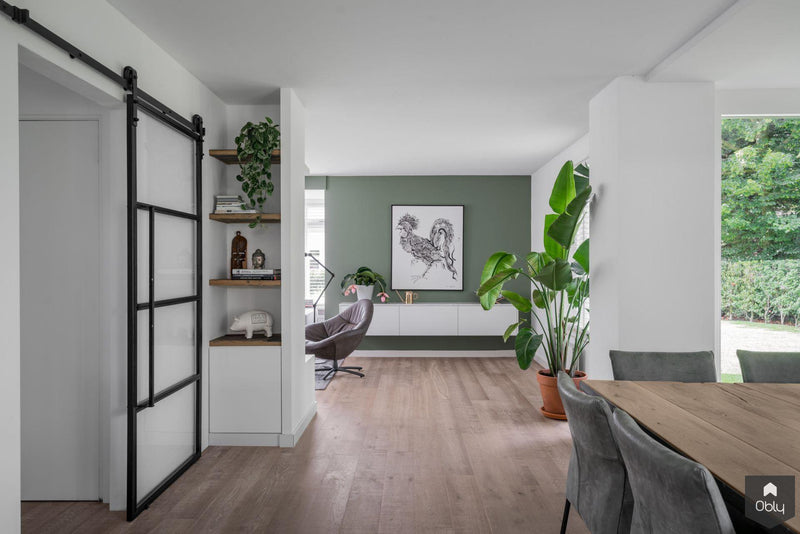Interieurontwerp met maatwerk meubels woonkamer en hal-BABBET. Interieur: Plan & Design-alle,Keuken-OBLY