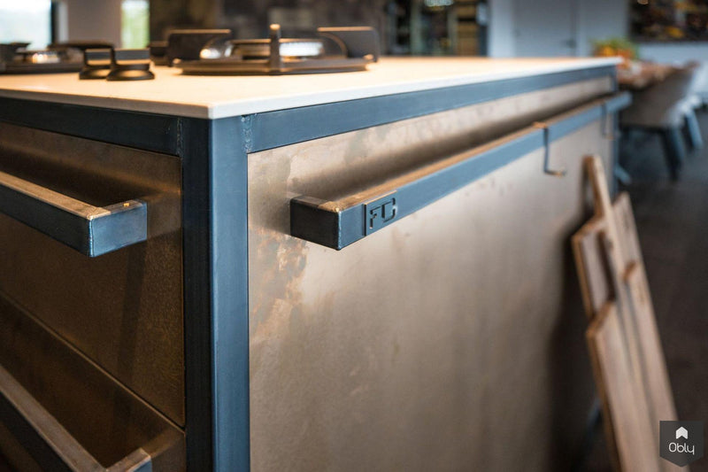 Keuken in brons en blauwstaal-Fred Constant-alle,Projecten-OBLY